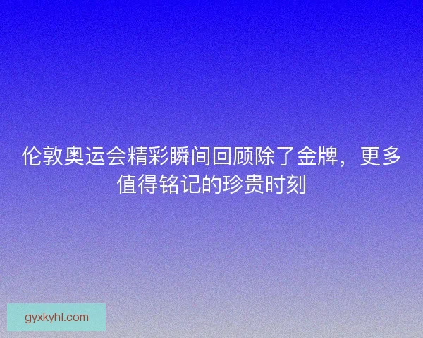 伦敦奥运会精彩瞬间回顾除了金牌，更多值得铭记的珍贵时刻